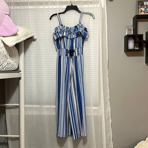 striped blue romper